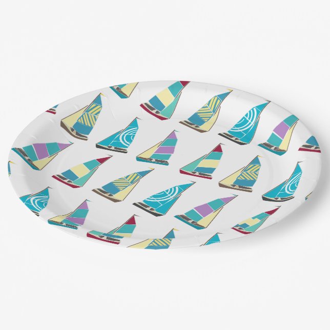 Vintage-Dinghies Pappteller (Schrägansicht)