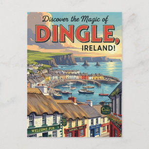 Vintage Dingle Irland Reise Postkarte