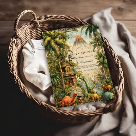 Vintage Dino Baby Shower Einladung