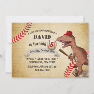 Vintage Dinosaur Baseball 5. Geburtstagsparty Einladung