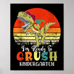 Vintage-Dinosaur bereit, den Kindergarten zurück i Poster