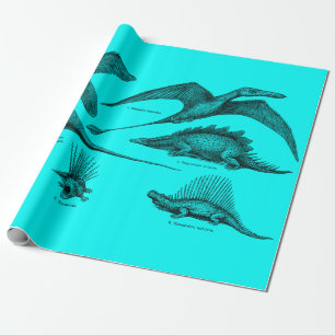 Vintage-Dinosaur-Illustration Retro-Dinosaurier Geschenkpapier