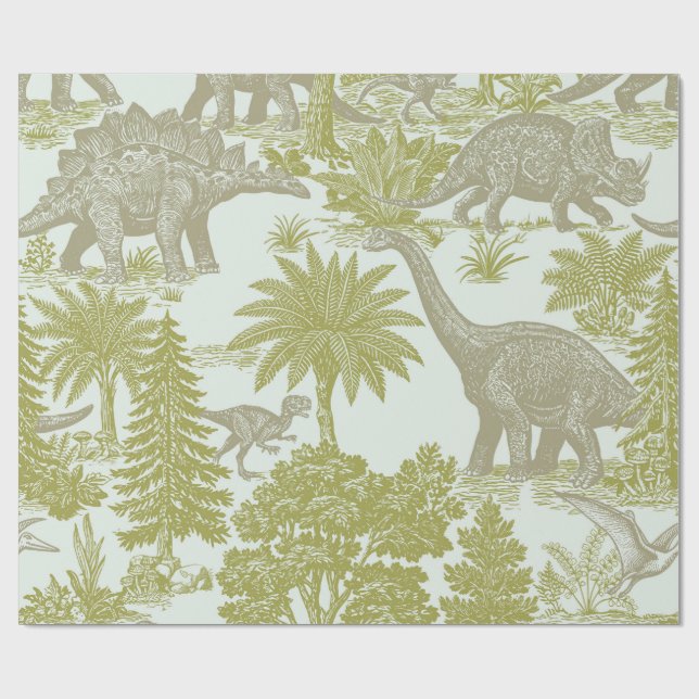 Vintage-Dinosaur-Toile-Muster Geschenkpapier (Flach)