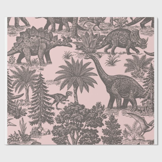 Vintage-Dinosaur-Toile-Muster Geschenkpapier (Flach)