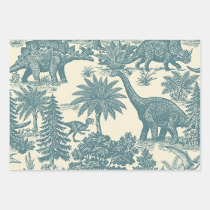 Vintage-Dinosaur-Toile-Muster  Geschenkpapier Set