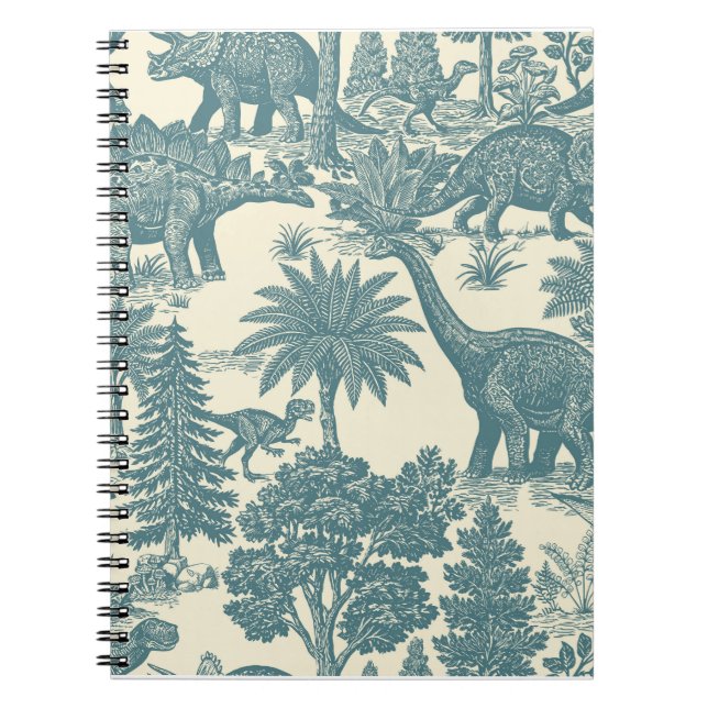 Vintage-Dinosaur-Toile-Muster  Notizblock (Vorderseite)