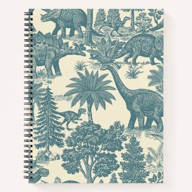 Vintage-Dinosaur-Toile-Muster  Notizbuch (Vorderseite)