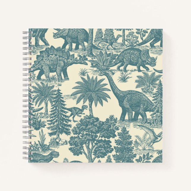 Vintage-Dinosaur-Toile-Muster  Notizbuch (Vorderseite)