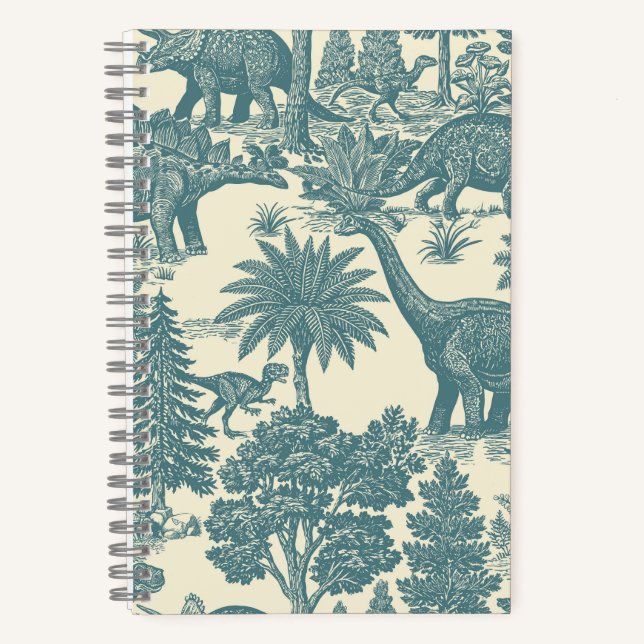 Vintage-Dinosaur-Toile-Muster  Notizbuch (Vorderseite)