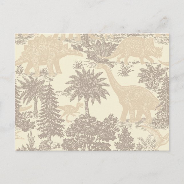 Vintage-Dinosaur-Toile-Muster Postkarte (Vorderseite)