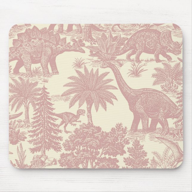 Vintage-Dinosaur-Toile-Muster Prähistorischer Dsch Mousepad (Vorne)