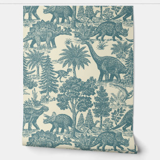 Vintage-Dinosaur-Toile-Muster Tapete