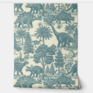 Vintage-Dinosaur-Toile-Muster Tapete