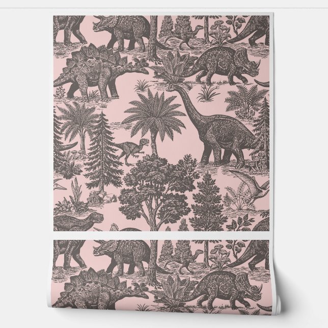 Vintage-Dinosaur-Toile-Muster Tapete (Abrollen)