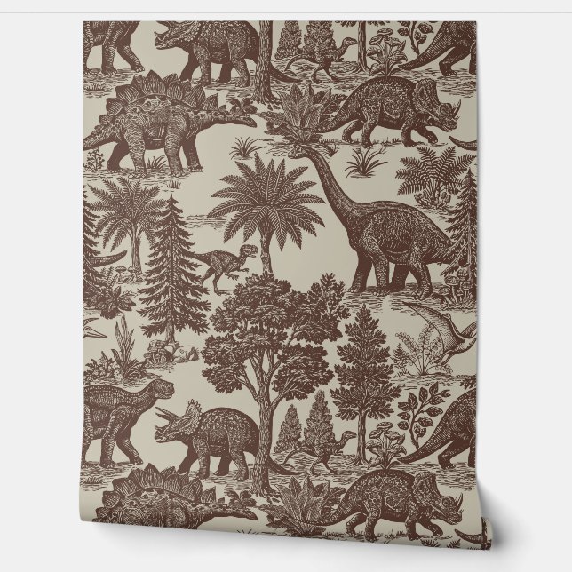 Vintage-Dinosaur-Toile-Muster Tapete (Abrollen)