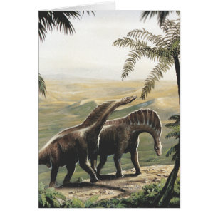 Vintage Dinosaurier, Amargasaurus mit Palmen