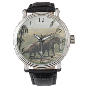 Vintage Dinosaurier, Amargasaurus mit Palmen Armbanduhr