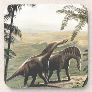 Vintage Dinosaurier, Amargasaurus mit Palmen Getränkeuntersetzer
