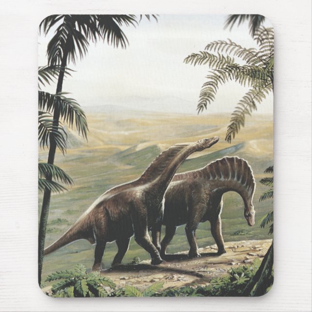 Vintage Dinosaurier, Amargasaurus mit Palmen Mousepad (Vorne)