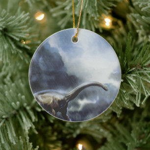 Vintage Dinosaurier, Barapasaurus mit Sturmwolken Keramikornament