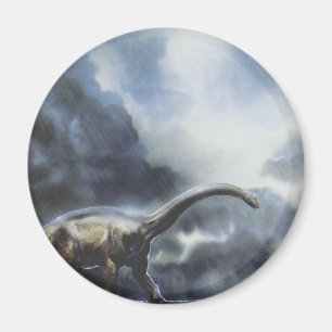 Vintage Dinosaurier, Barapasaurus mit Sturmwolken Magnet