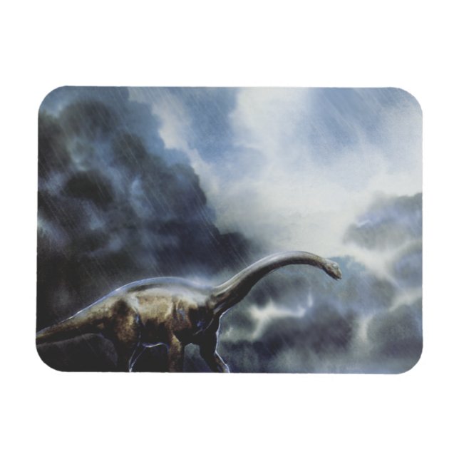 Vintage Dinosaurier, Barapasaurus mit Sturmwolken Magnet (Horizontal)
