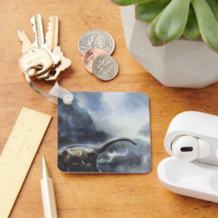 Vintage Dinosaurier, Barapasaurus mit Sturmwolken Schlüsselanhänger