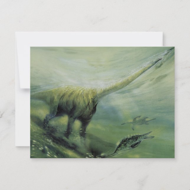 Vintage Dinosaurier, Brachiosaurus Geburtstagspart Einladung (Vorderseite)