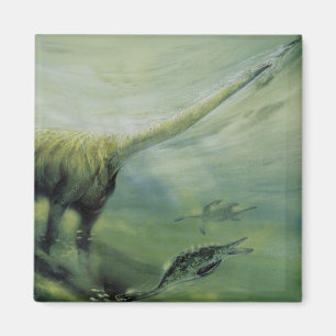 Vintage-Dinosaurier, Brachiosaurus schwimmt im Oze Magnet