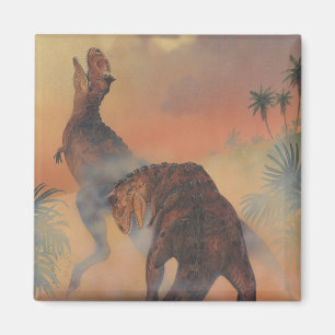 Vintage-Dinosaurier, Carnotaurus brüllt im Dschung Magnet