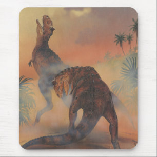 Vintage-Dinosaurier, Carnotaurus brüllt im Dschung Mousepad