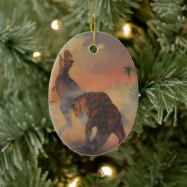 Vintage Dinosaurier, Carnotaurus Roaring im Dschun Keramik Ornament