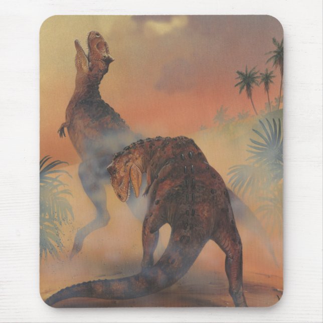 Vintage Dinosaurier, Carnotaurus Roaring im Dschun Mousepad (Vorne)
