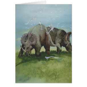 Vintage-Dinosaurier, Centrosaurus grast auf einer 
