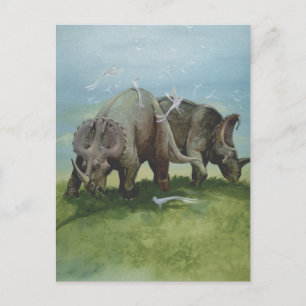 Vintage-Dinosaurier, Centrosaurus grast auf einer Postkarte