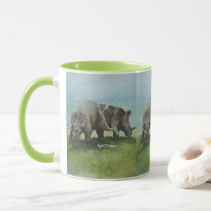 Vintage-Dinosaurier, Centrosaurus grast auf einer  Tasse