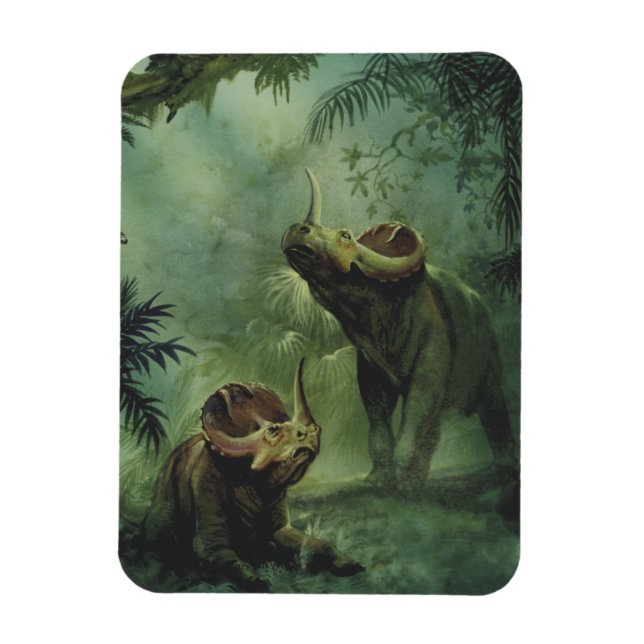 Vintage Dinosaurier, Centrosaurus im Dschungel Magnet (Vertikal)
