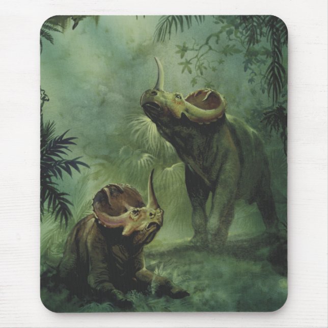 Vintage Dinosaurier, Centrosaurus im Dschungel Mousepad (Vorne)