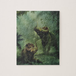 Vintage Dinosaurier, Centrosaurus im Dschungel Puzzle