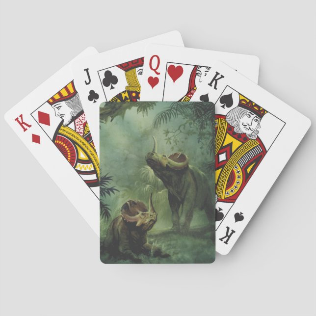 Vintage Dinosaurier, Centrosaurus im Dschungel Spielkarten (Rückseite)
