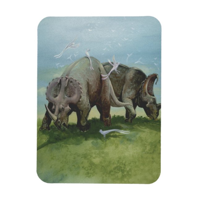 Vintage Dinosaurier, Centrosaurus Weideland auf We Magnet (Vertikal)