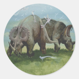 Vintage Dinosaurier, Centrosaurus Weideland auf We Runder Aufkleber