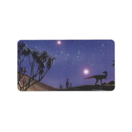 Vintage Dinosaurier, Dilophosaurus in der Sternenn Adressaufkleber