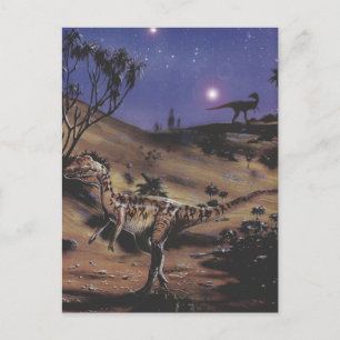 Vintage Dinosaurier, Dilophosaurus in der Sternenn Postkarte