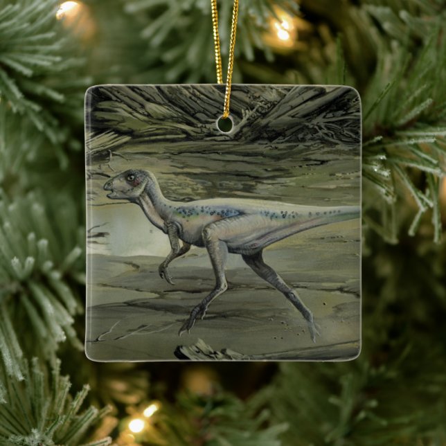 Vintage Dinosaurier, ein krebserregendes Hypsiloph Keramikornament (Baum)