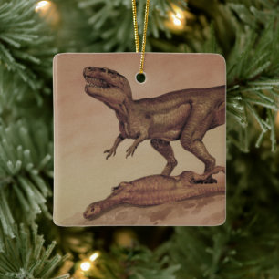Vintage-Dinosaurier, fleischfressender Giganotosau Keramikornament