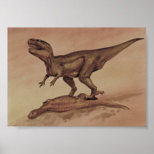 Vintage-Dinosaurier, fleischfressender Giganotosau Poster