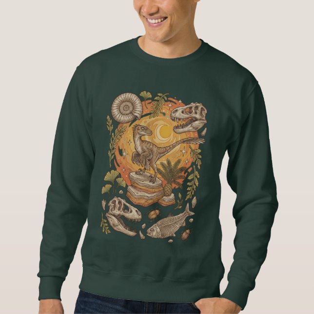 Vintage-Dinosaurier-Fossil-Illustration Sweatshirt (Vorderseite)