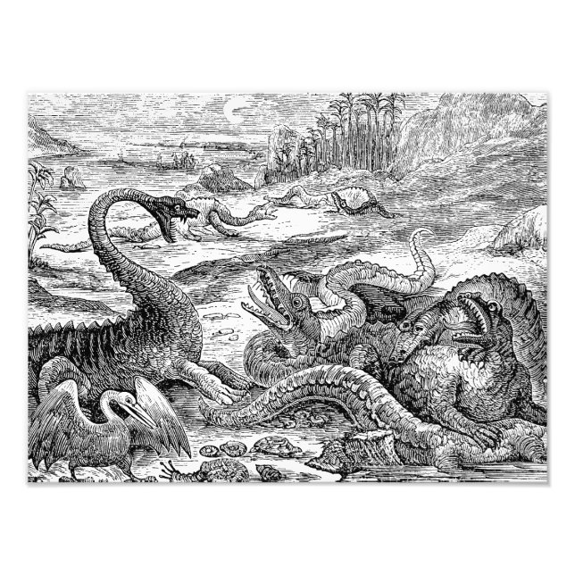 Vintage Dinosaurier-Illustration der 1800er Jahre  Fotodruck (Vorne)