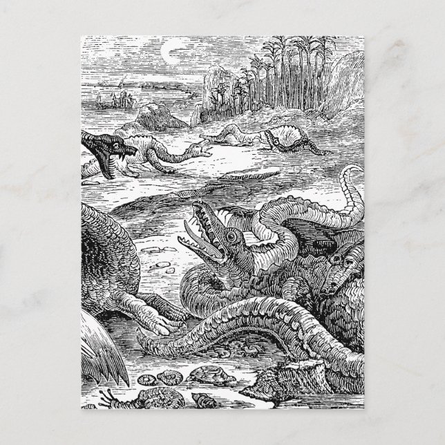 Vintage Dinosaurier-Illustration der 1800er Jahre  Postkarte (Vorderseite)